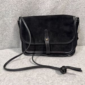 Vintage Etra Women's Black Suede Leather Crossbody Bag Small Casual